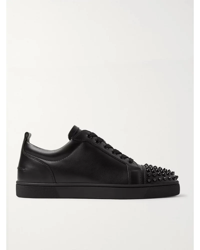 Christian Louboutin Louis Junior Spikes Sneakers aus Leder mit Querkappe Schwarz