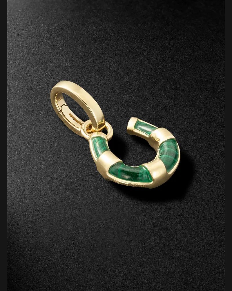 FOUNDRAE Protection Horseshoe Miniature Anhänger aus 18 Karat Gold mit Malachit Gold