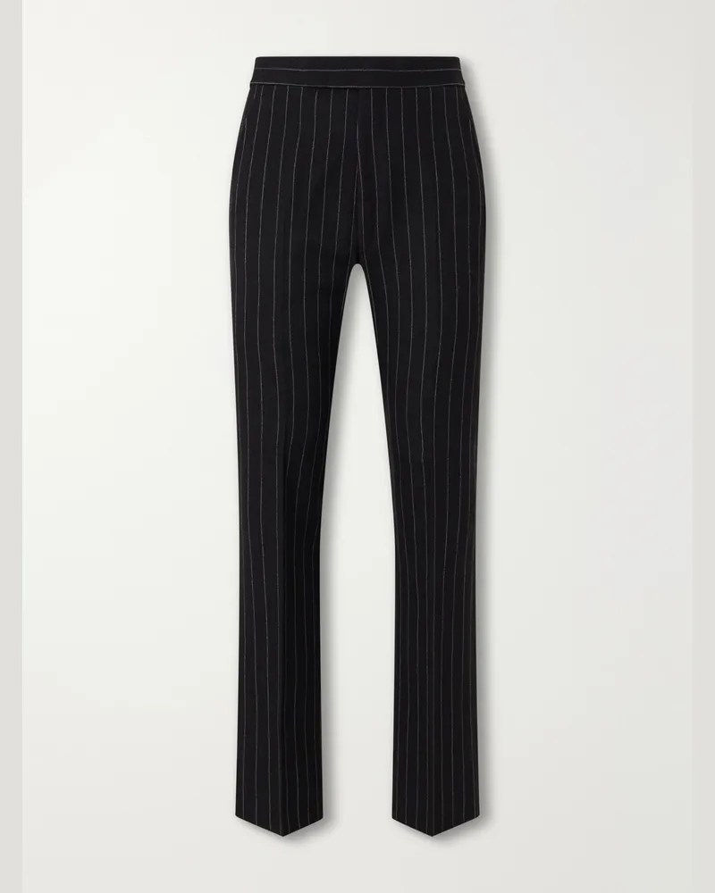 Tom Ford Straight-Leg Pinstriped Wool-Twill Suit Trousers Black