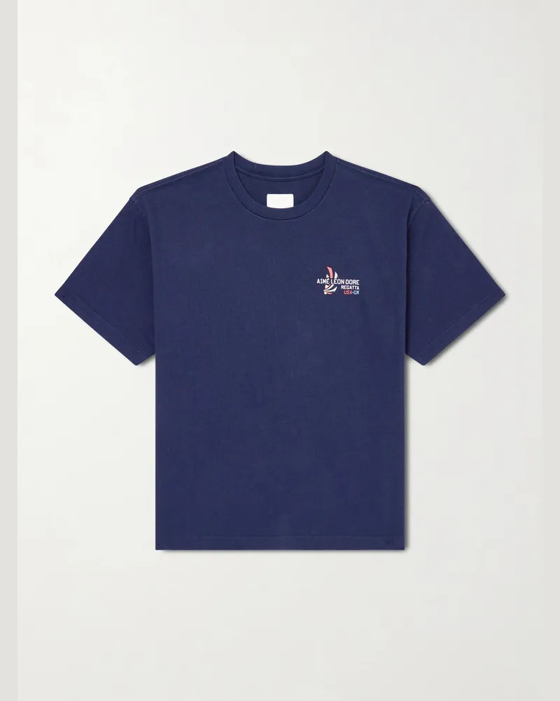 Aimé Leon Dore Printed Cotton T-Shirt Blue