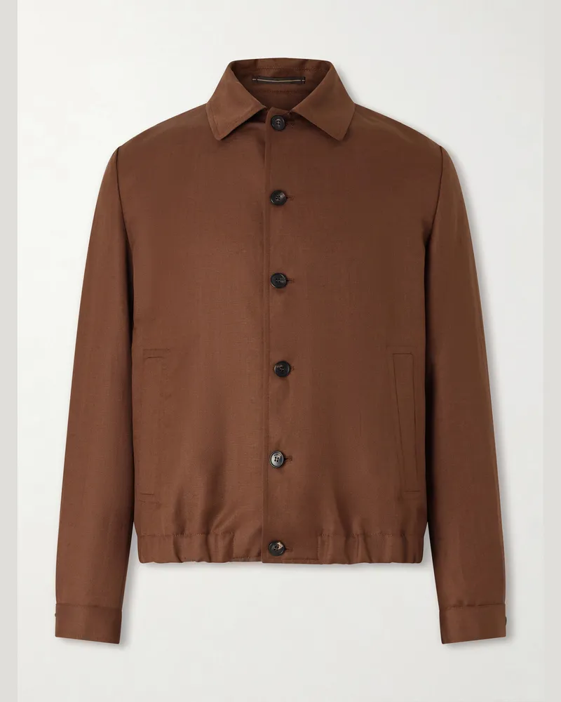 Slowear Wool and Linen-Blend Bomber Brown