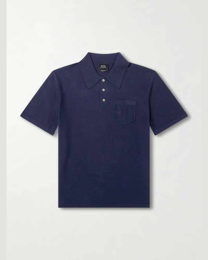 A.P.C. Eliot Polohemd aus einer Baumwoll-Kaschmirmischung Blau