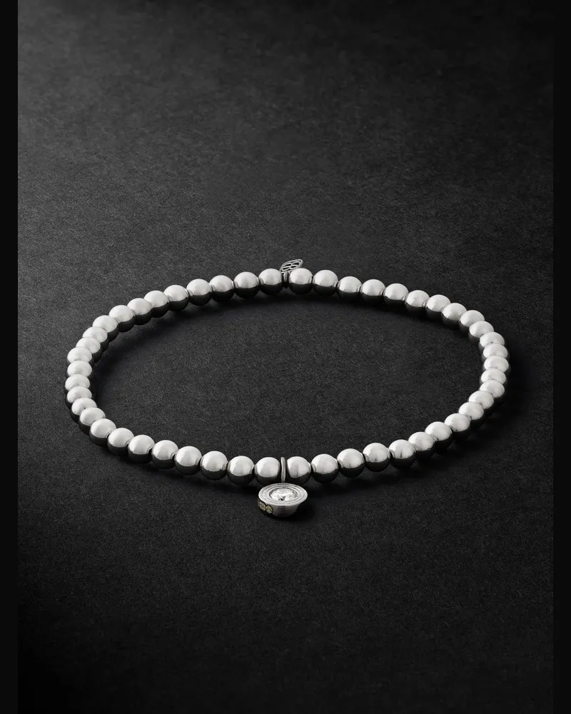 Sydney Evan Rhodium-Plated Diamond Beaded Bracelet Silver