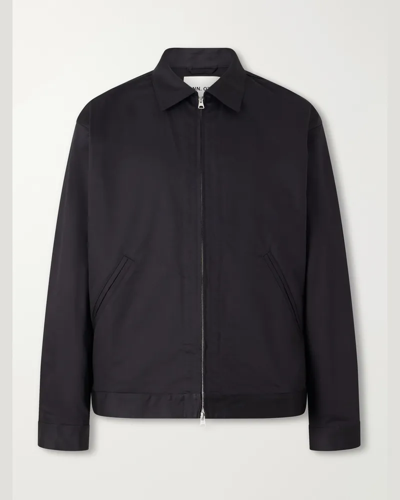 NN 07 Petrus 1420 Organic Stretch-Cotton Satin Jacket Black