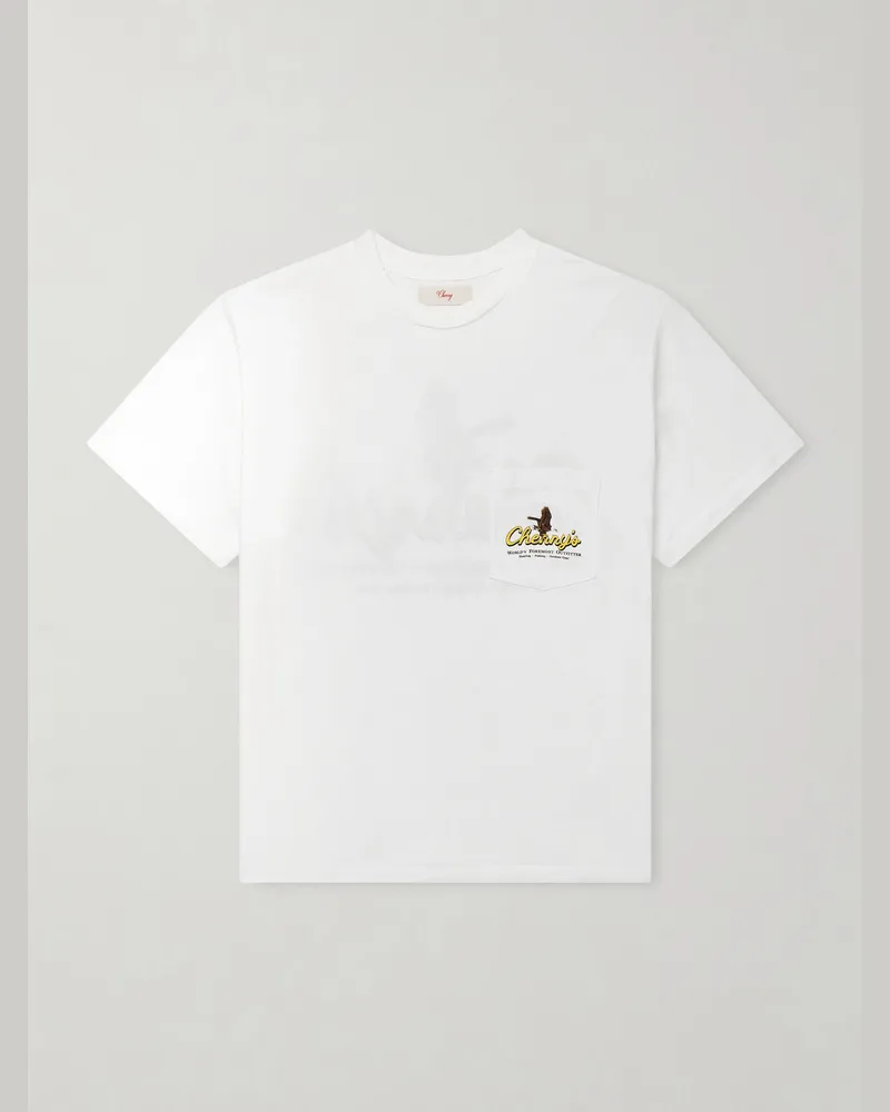Cherry Los Angeles Outfitter Printed Cotton-Jersey T-Shirt White