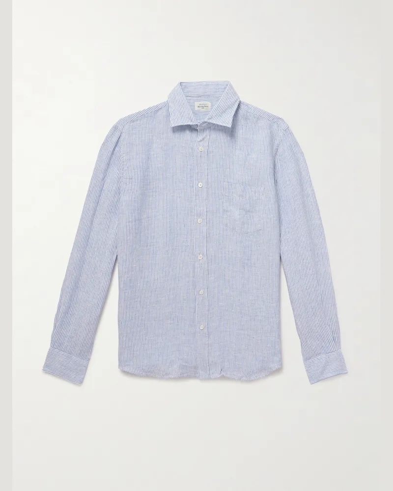 Hartford Paul gestreiftes Hemd aus Leinen Blau