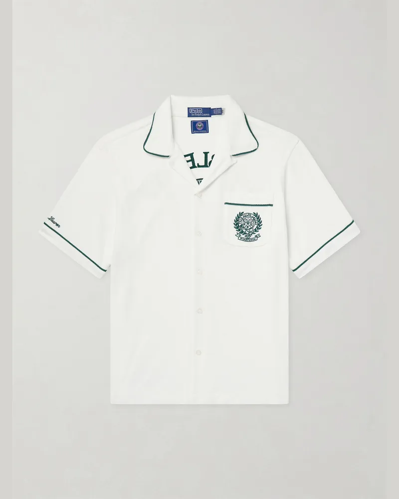 Ralph Lauren Wimbledon Logo-Embroidered Cotton-Blend Terry Shirt White