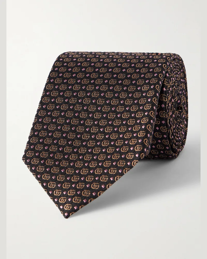 Gucci Krawatte aus Seiden-Jacquard mit Logomuster, 7 cm Braun