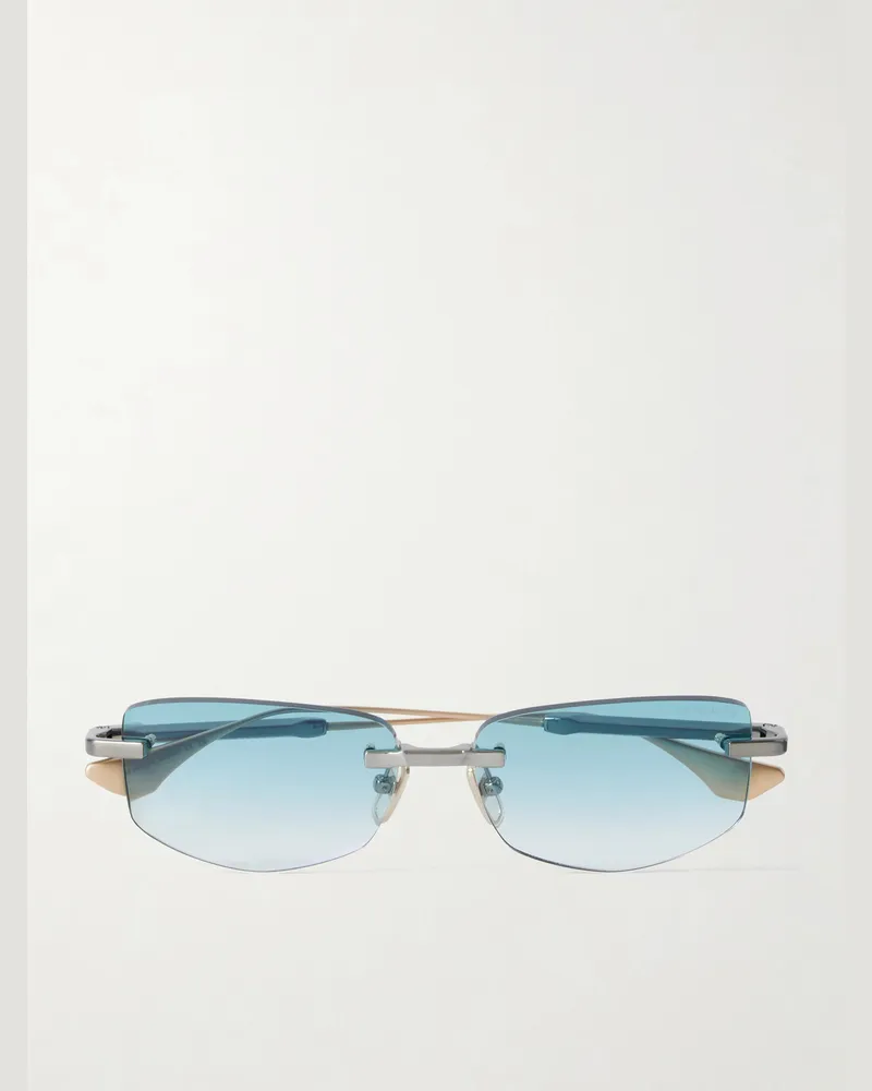 DITA Trysim.75 Square-Frame Gold and Silver-Tone Titanium Sunglasses Silver