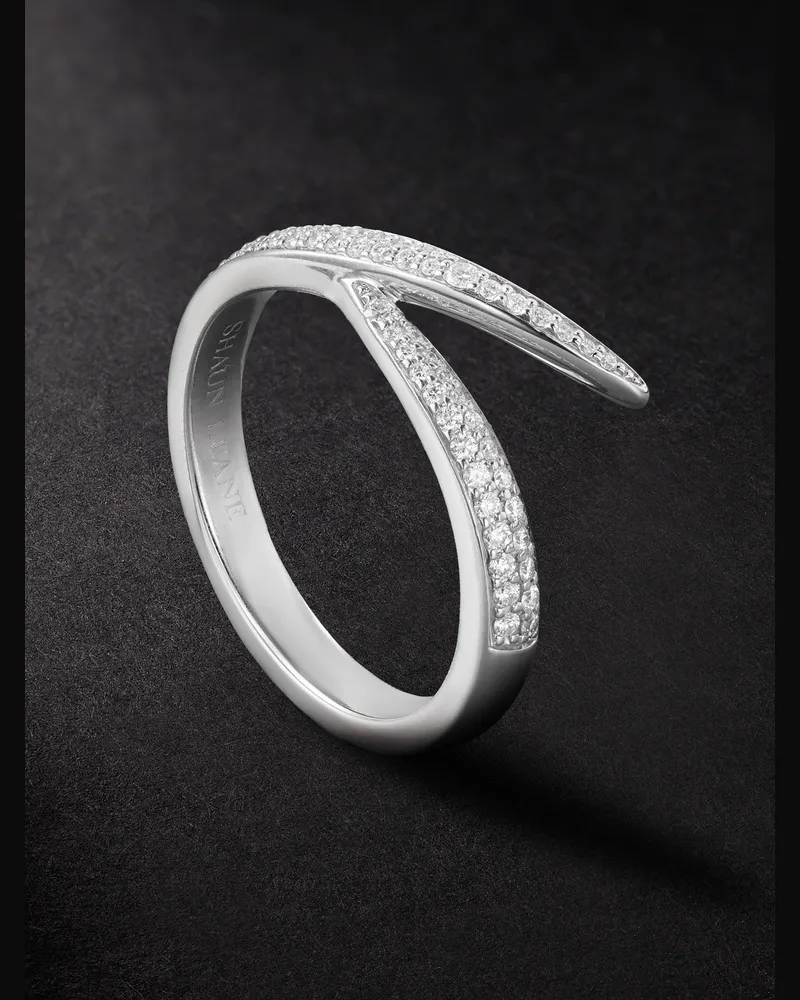 Shaun Leane Interlocking White Gold Diamond Ring Silver