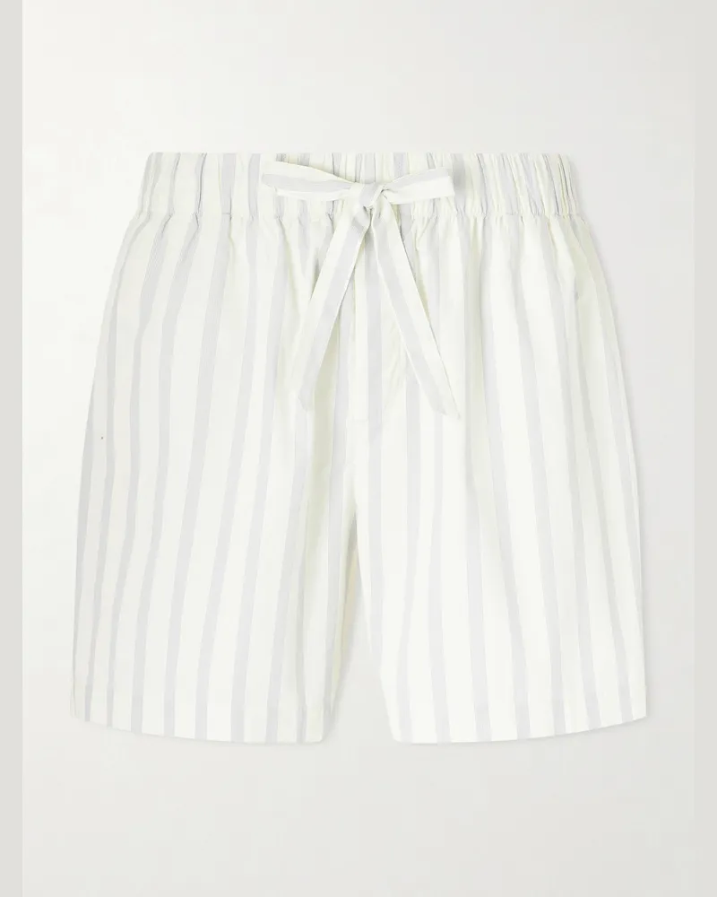 TEKLA Straight-Leg Striped Organic Cotton-Poplin Shorts Neutrals