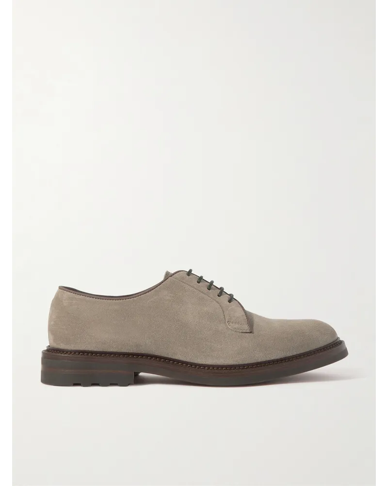 Brunello Cucinelli Derby-Schuhe aus Veloursleder Grau