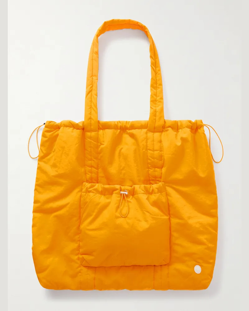 Folk Wattierte Tote aus Shell mit Logoapplikation Gelb