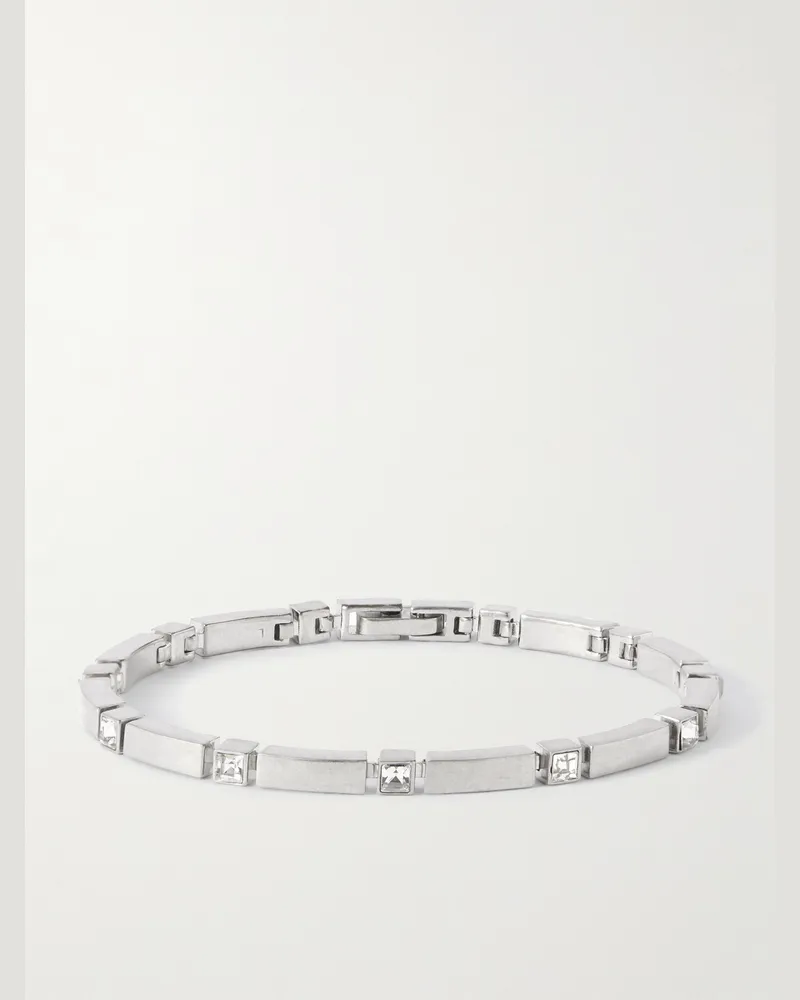Saint Laurent Crystal-Embellished Silver-Tone Bracelet Silver