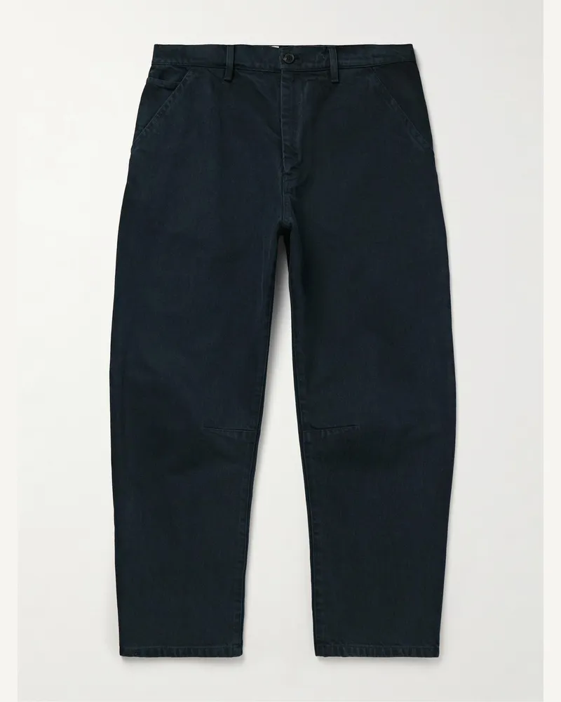 Nili Lotan Emir Straight-Leg Cotton-Blend Twill Trousers Blue