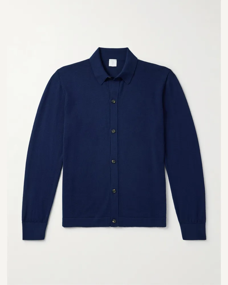 Eleventy Slim-Fit Wool Cardigan Blue