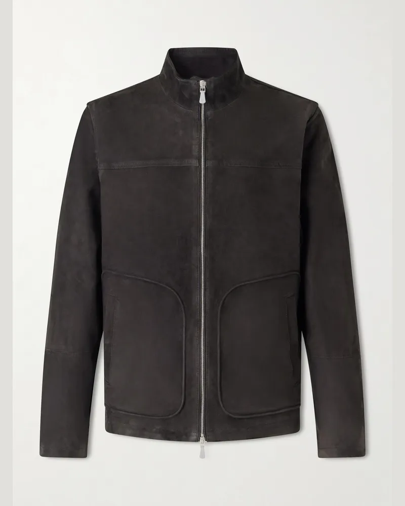 Eleventy Jacke aus Veloursleder mit Reißverschluss Braun