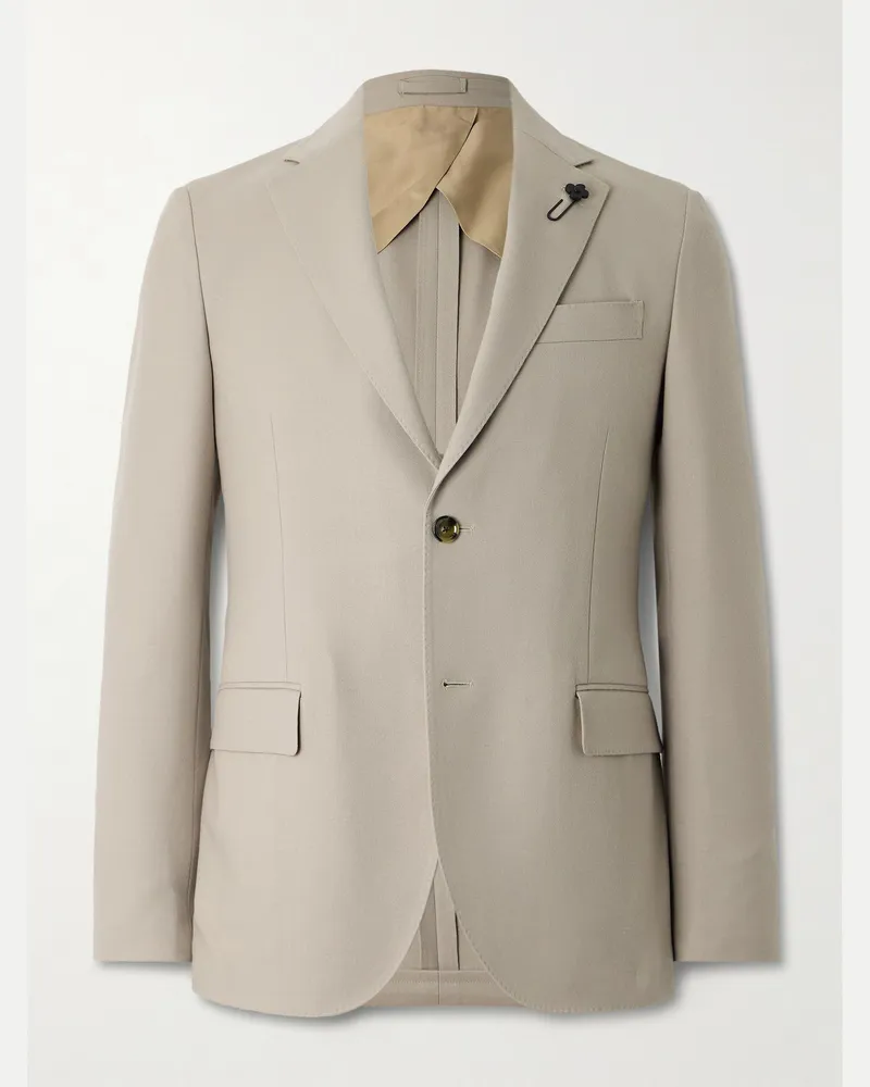 LARDINI Virgin Wool-Blend Twill Suit Jacket Neutrals