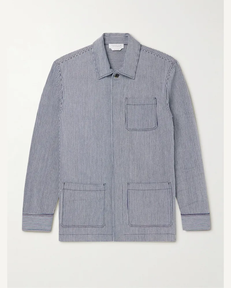 Gabriela Hearst Silas gestreifte Hemdjacke aus Baumwolle Blau