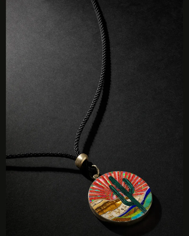 Jacquie Aiche Gold, Multi-Stone and Cord Pendant Necklace Multi