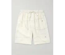 Gerade geschnittene Shorts aus bedrucktem Seiden-Twill mit Kordelzugbund