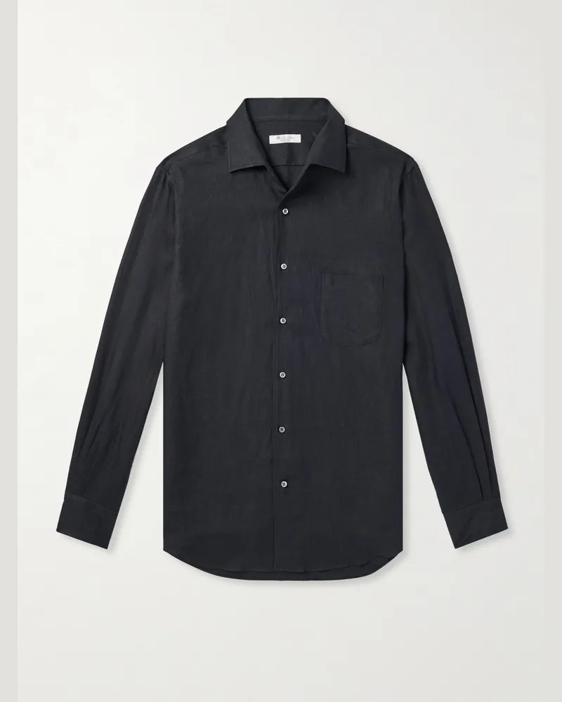 Loro Piana André Arizona Hemd aus Leinen Blau