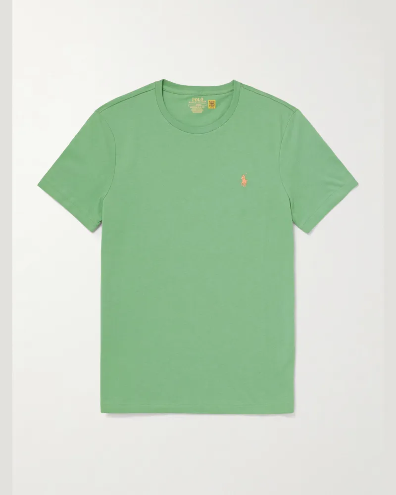 Ralph Lauren Logo-Embroidered Cotton-Jersey T-Shirt Green