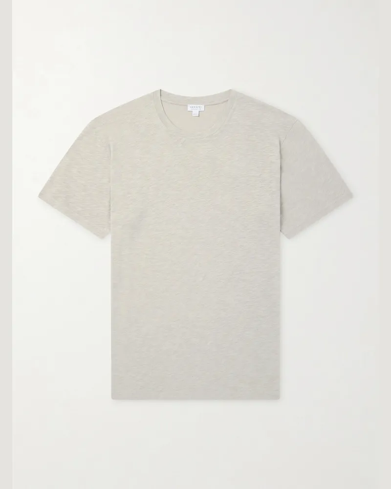 Sunspel Cotton and Linen-Blend T-Shirt Neutrals