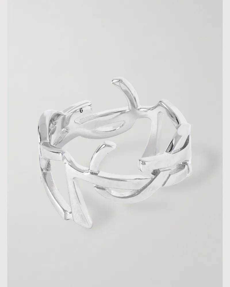 Saint Laurent Cassandre Silver-Tone Ring Silver