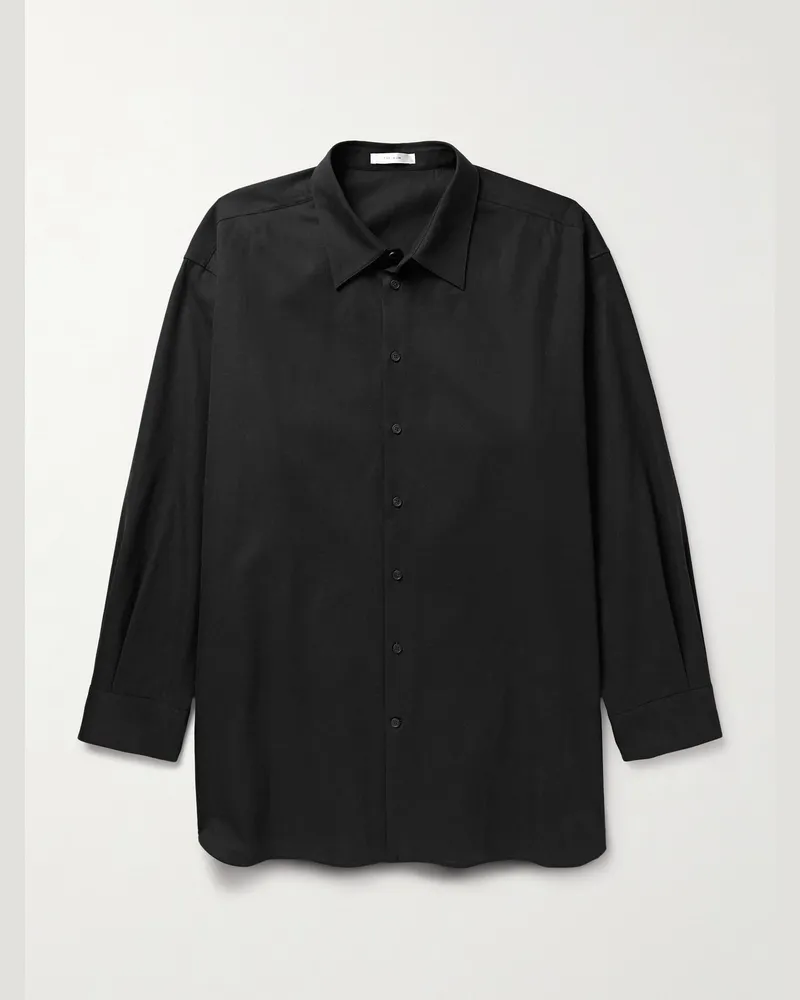 The Row Lukre Oversized-Hemd aus Twill aus einer Baumwoll-Kaschmirmischung Schwarz