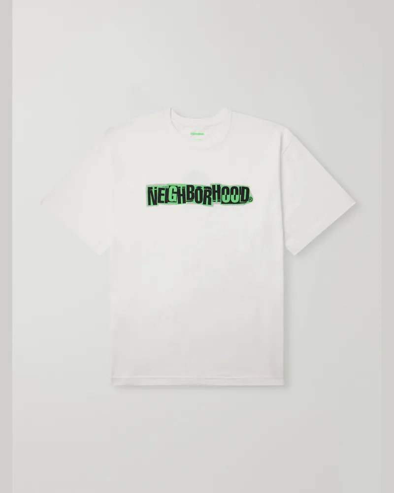 Neighborhood Logo-Print Cotton-Jersey T-Shirt White