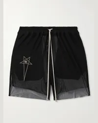 Rick Owens Champion Dolphin gerade geschnittene Shorts aus Mesh mit Logostickerei Schwarz