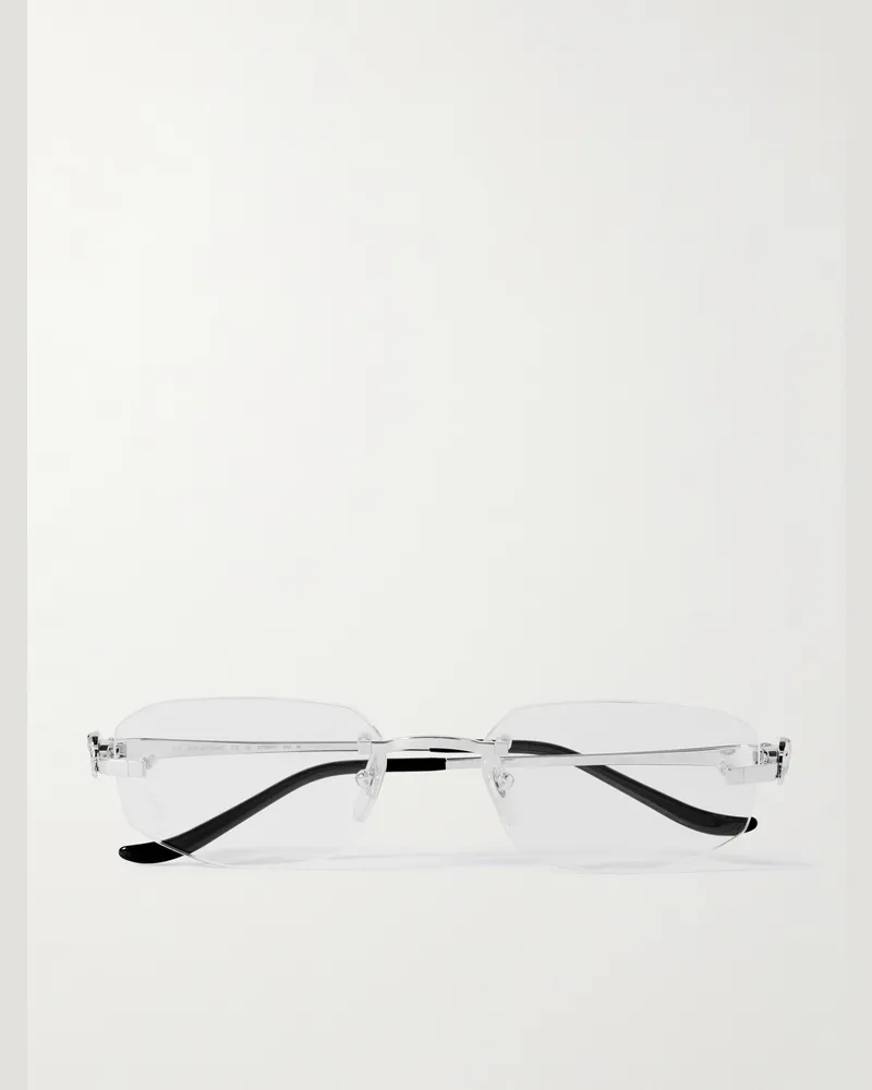 Cartier Panthère de Cartier rahmenlose Brille mit rechteckigen Gläsern und silberfarbenen Details Silber