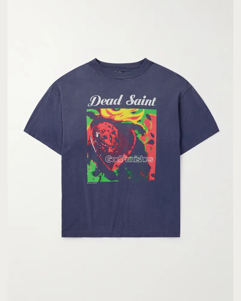 SAINT MXXXXXX T-Shirt aus Baumwoll-Jersey mit Print Blau