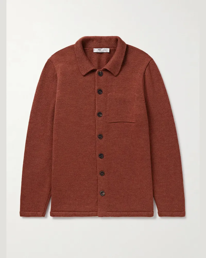 Inis Meáin Wool and Linen-Blend Cardigan Red