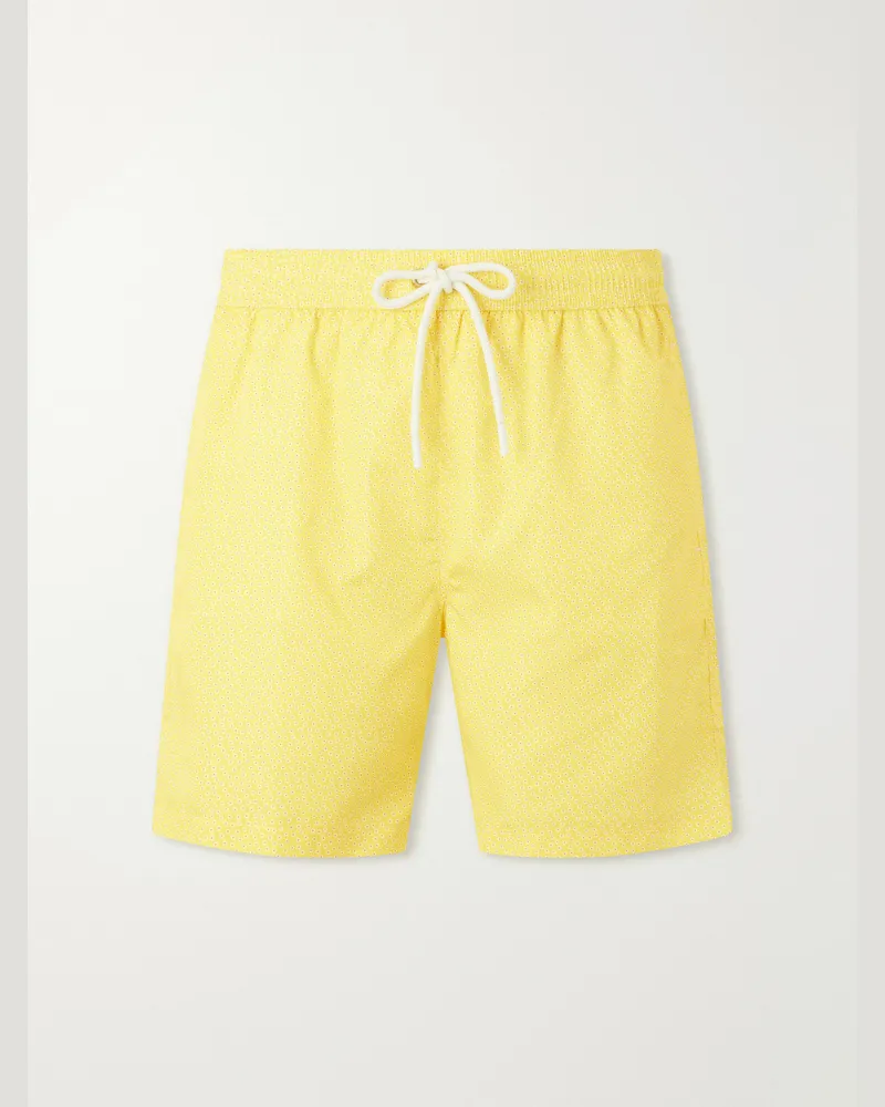 Anderson & Sheppard Straight-Leg Mid-Length Printed Swim Shorts Yellow