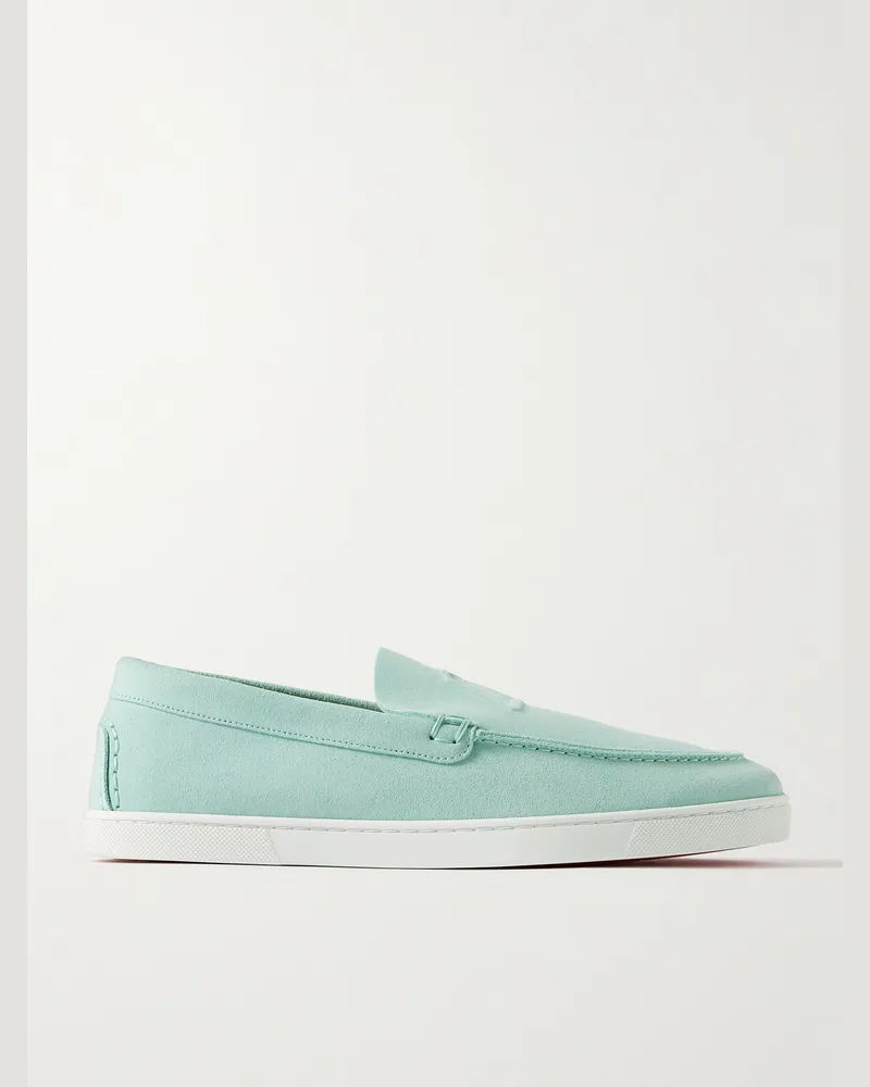 Christian Louboutin Varsiboat Loafers aus Veloursleder mit Logoprägung Blau