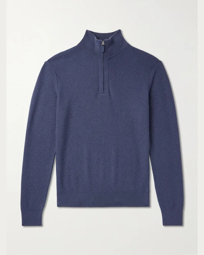 Ermenegildo Zegna Oasi Troyer aus Kaschmir mit Lederbesatz Blau