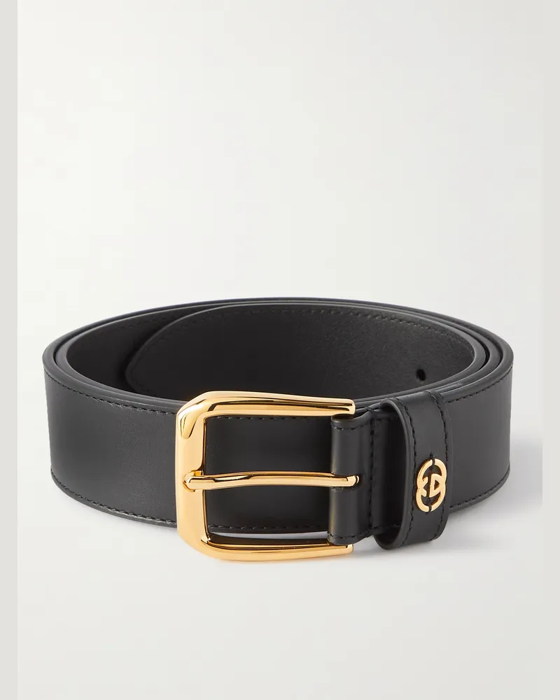 Gucci 4cm Logo-Embellished Leather Belt Black