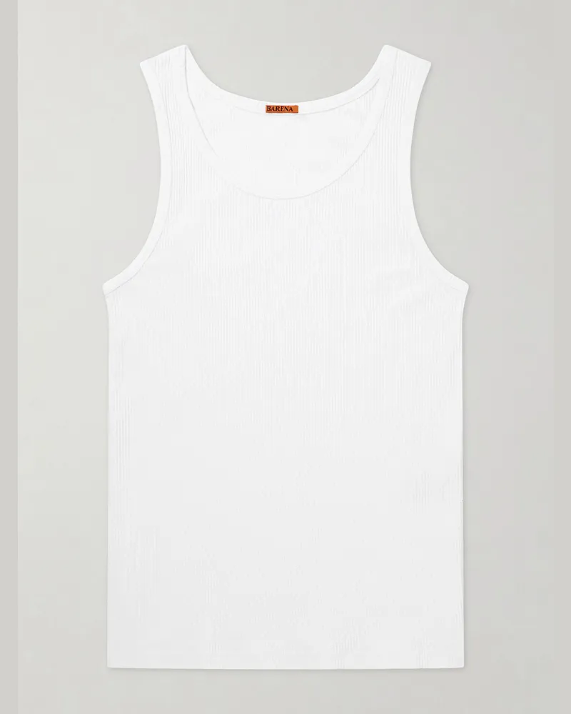BARENA Tanktop aus geripptem Jersey aus einer Baumwollmischung Weiß