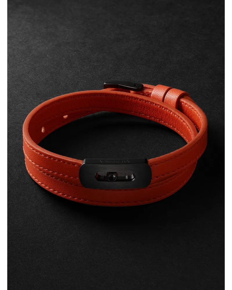 Messika My Move Armband aus Leder und Titan mit DLC-Beschichtung und Diamant Orange