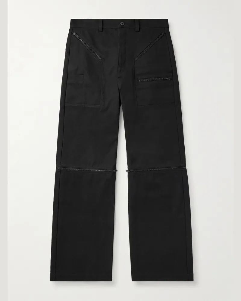 Rick Owens Strobe wandelbare, weit geschnittene Hose aus Baumwoll-Twill mit Reißverschluss Braun