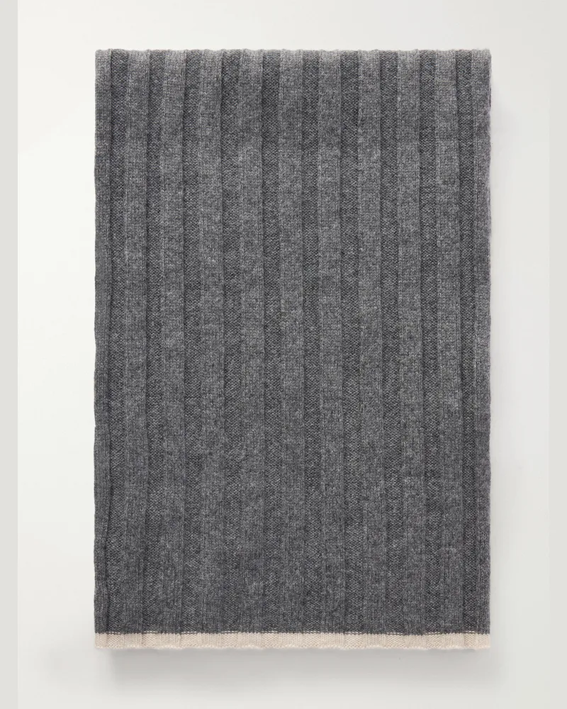 Brunello Cucinelli Ribbed Cashmere Scarf Gray