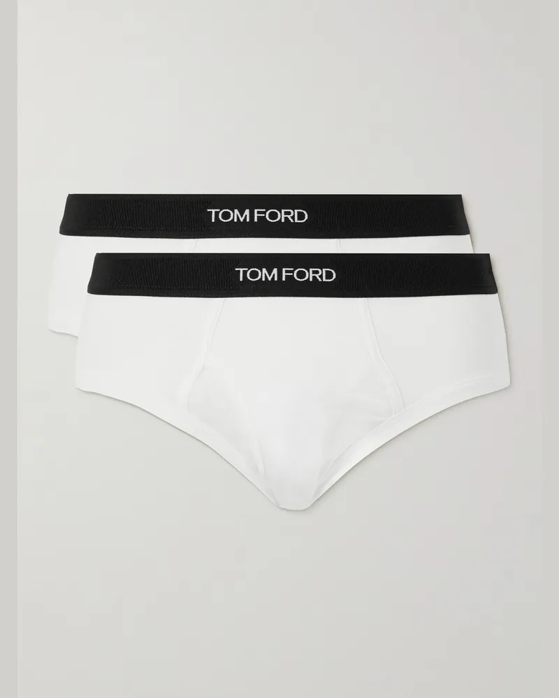 Tom Ford Set aus zwei Slips aus einer Stretch-Baumwoll-Modalmischung Weiß