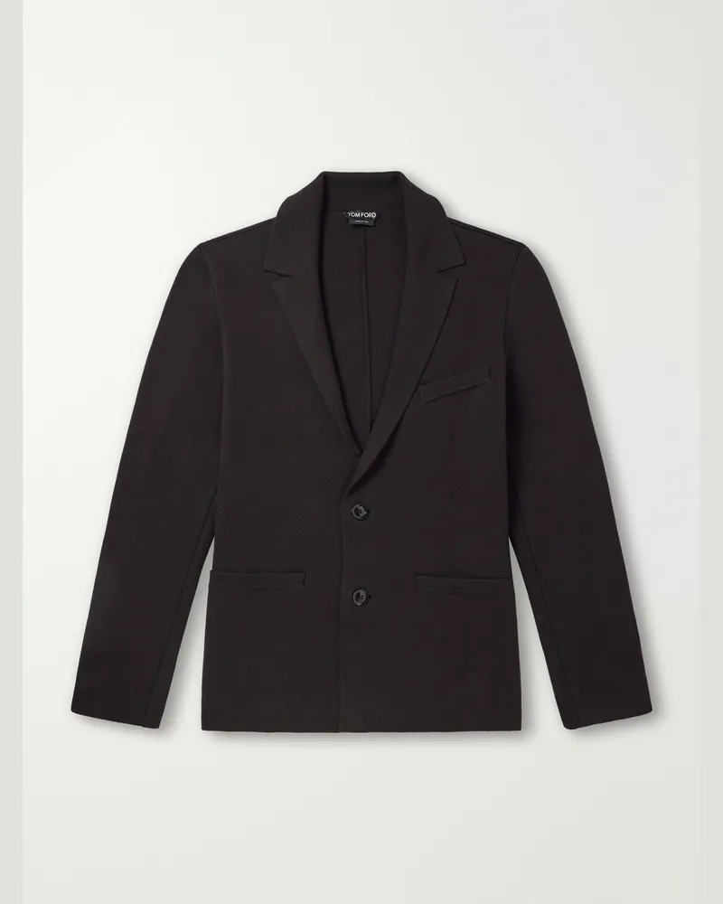 Tom Ford Knitted Wool-Blend Blazer Brown