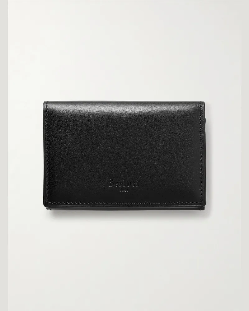 Berluti Imbuia Neo Scritto aufklappbares Kartenetui aus Venezia-Leder Schwarz