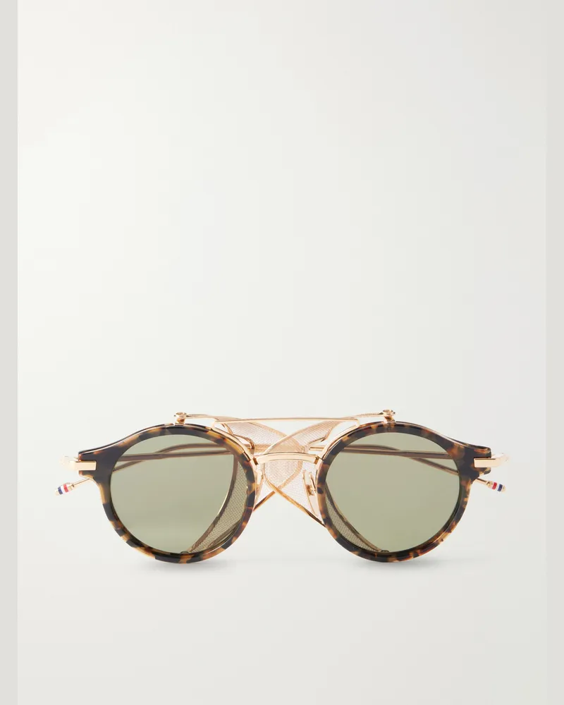 Thom Browne Round-Frame Gold-Tone Titanium and Tortoiseshell Acetate Sunglasses Gold