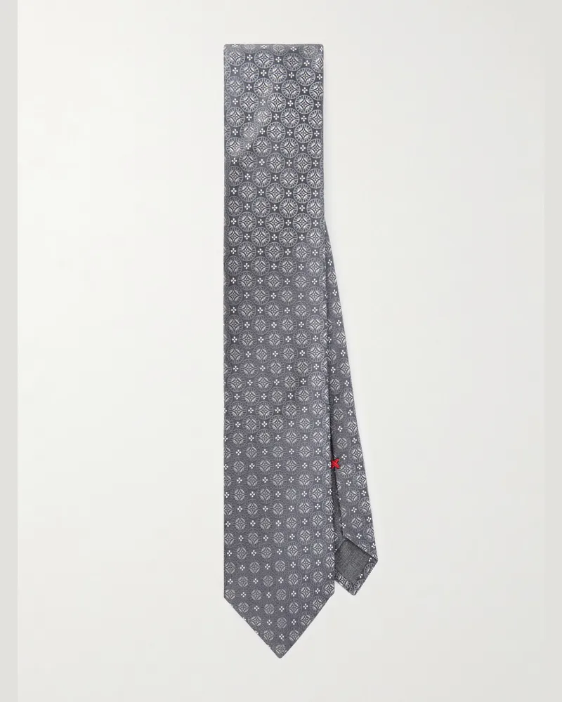 Brunello Cucinelli 7cm Silk-Jacquard Tie Gray