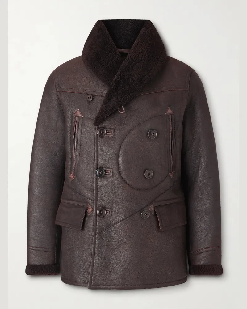 RRL Slim-Fit Double-Breasted Shearling Coat Brown