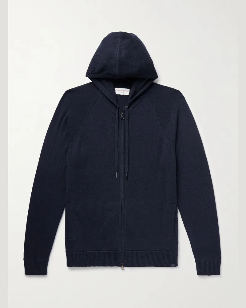 Derek Rose Finley Cashmere Zip-Up Hoodie Blue